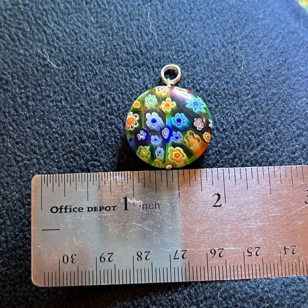 Millefiori Glass pendant 1” Diameter - Picture 3 of 5